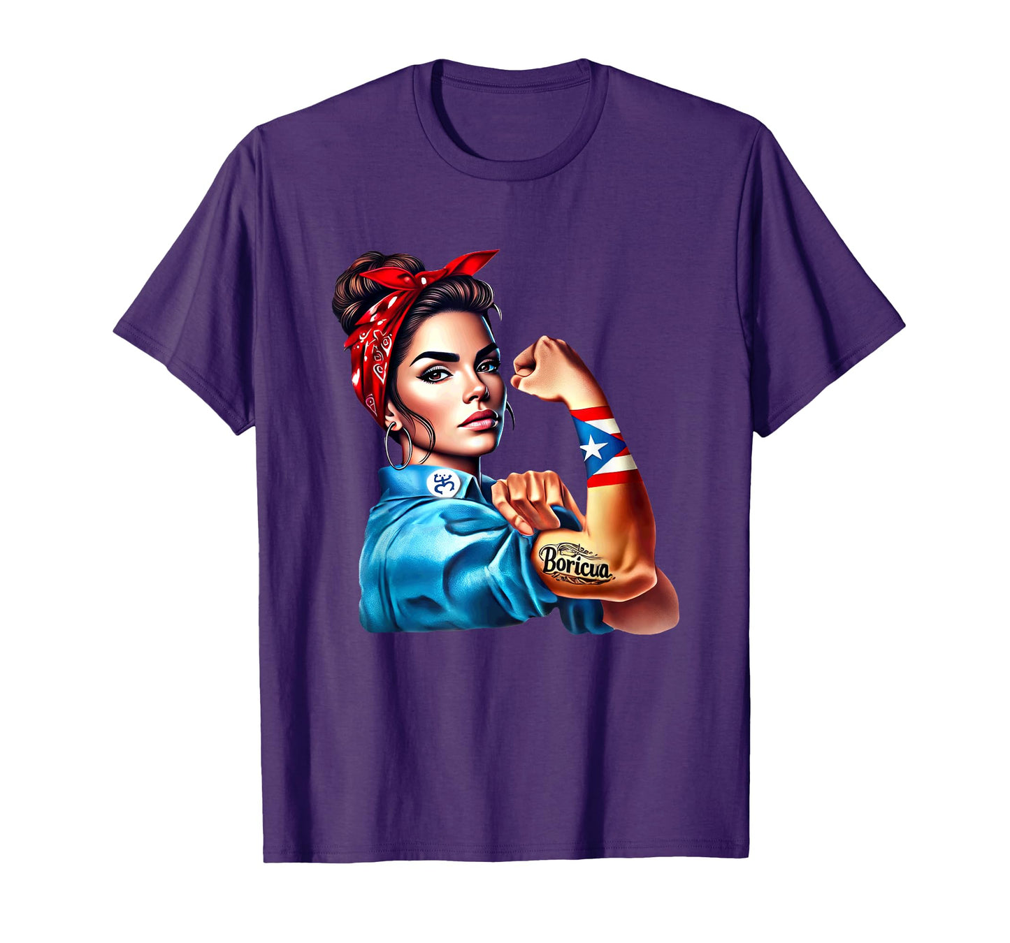 Boricua Tattoo Rosie Riveter Puerto Rico Flag Woman Coqui T-Shirt