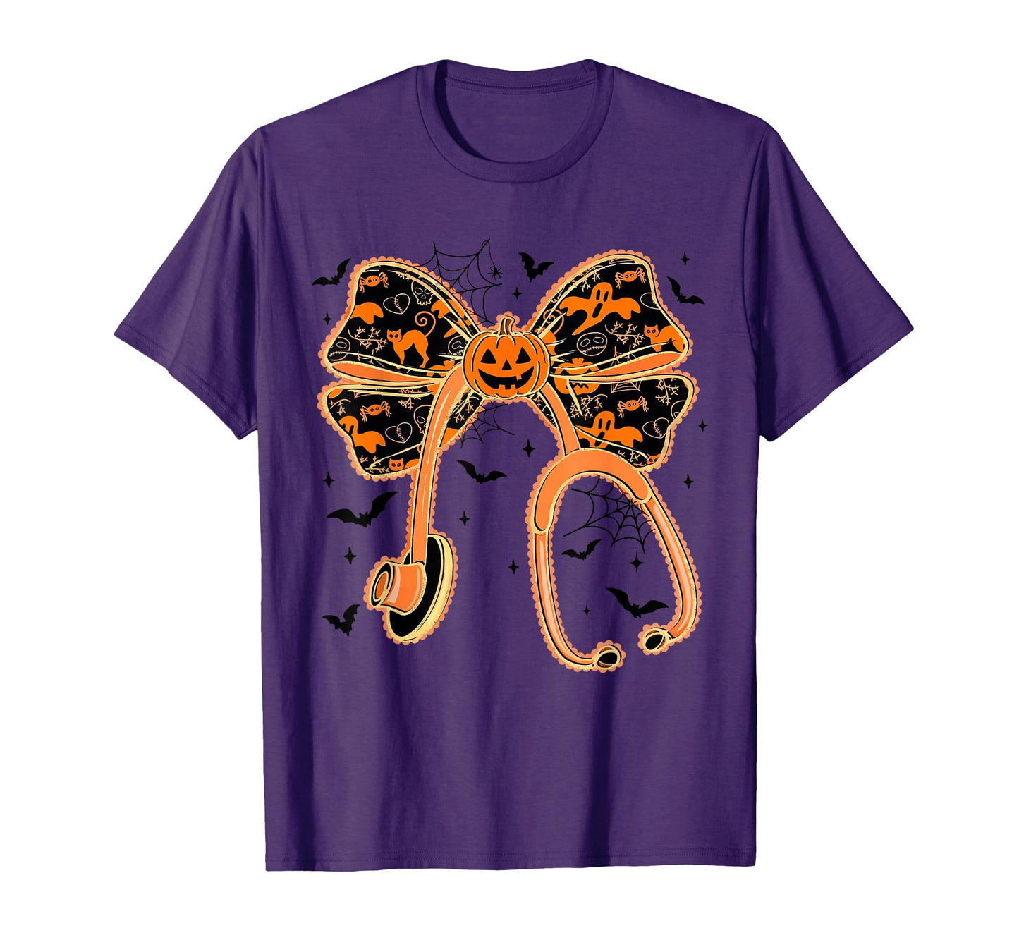 Stethoscope Nurse Halloween Nurse Spooky Coquette Pumpkin T-Shirt