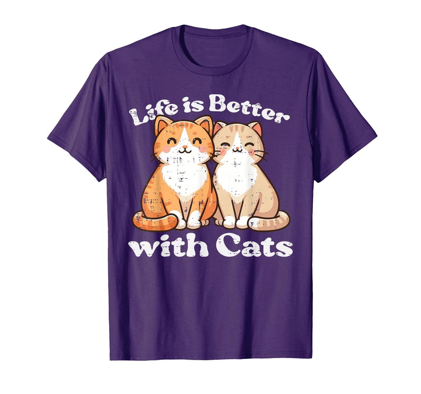 Life Is Better With Cats Cute Kitten Kitty Women Girls Kids T-Shirt