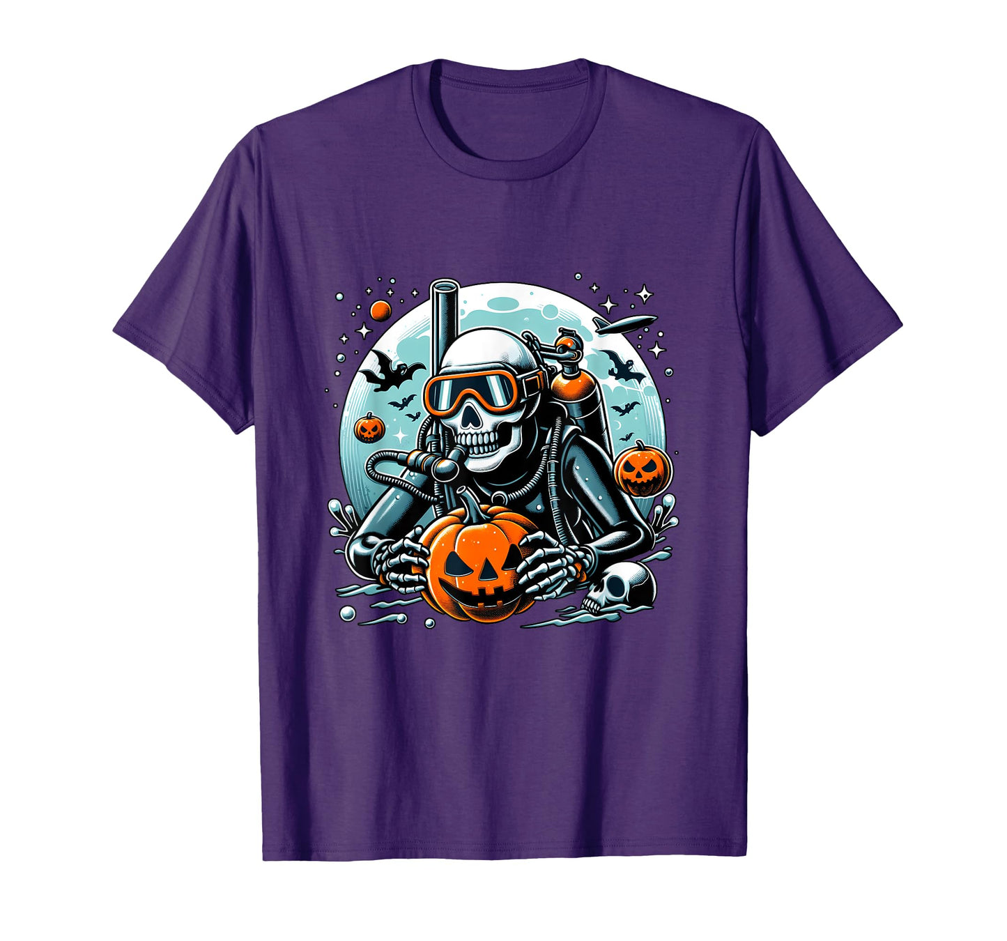 Dive Skeleton Scuba Diving Player Halloween Diver Ocean Life T-Shirt