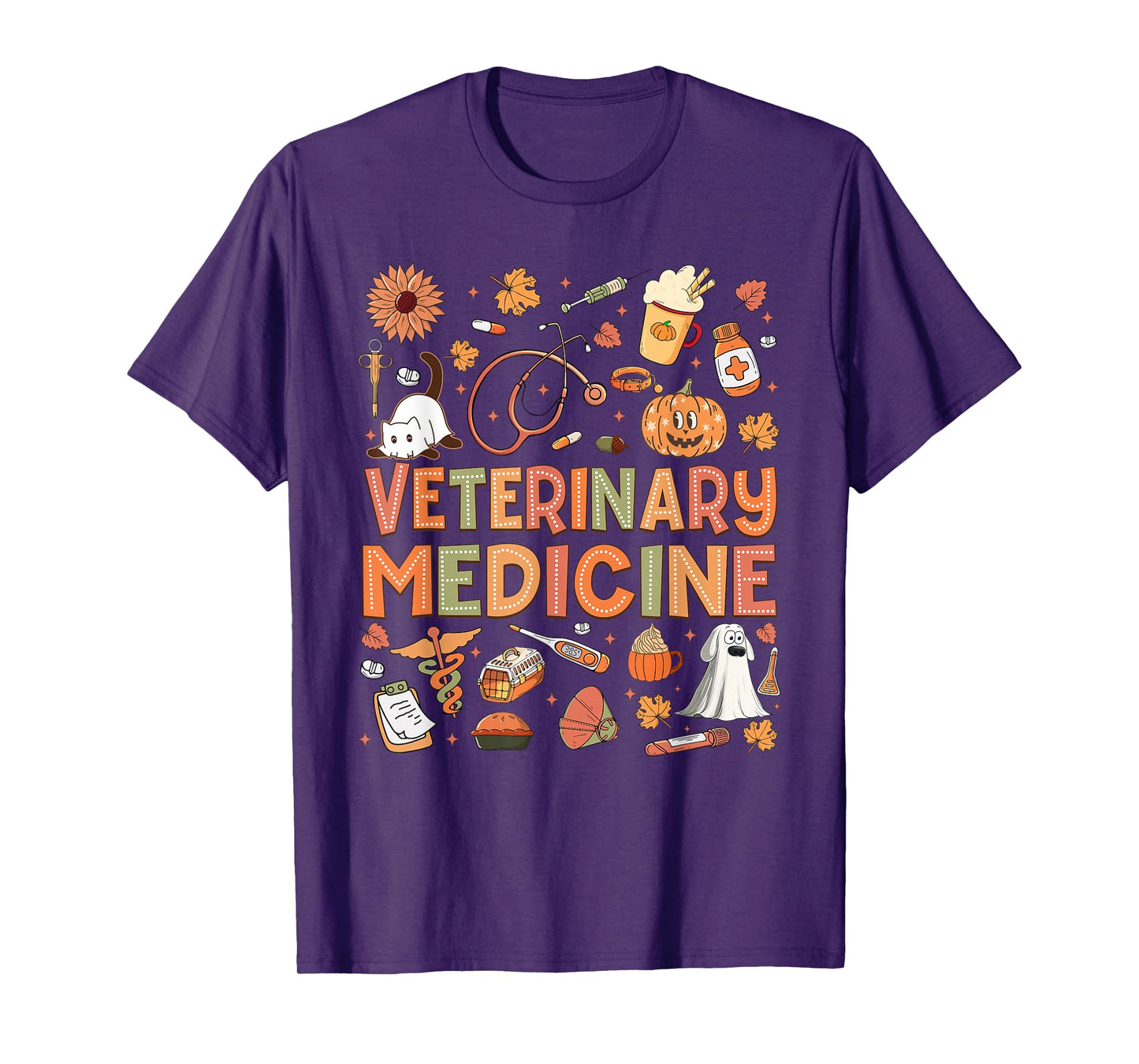 Veterinary Medicine Pumpkin Fall Veterinary Technician Week T-Shirt