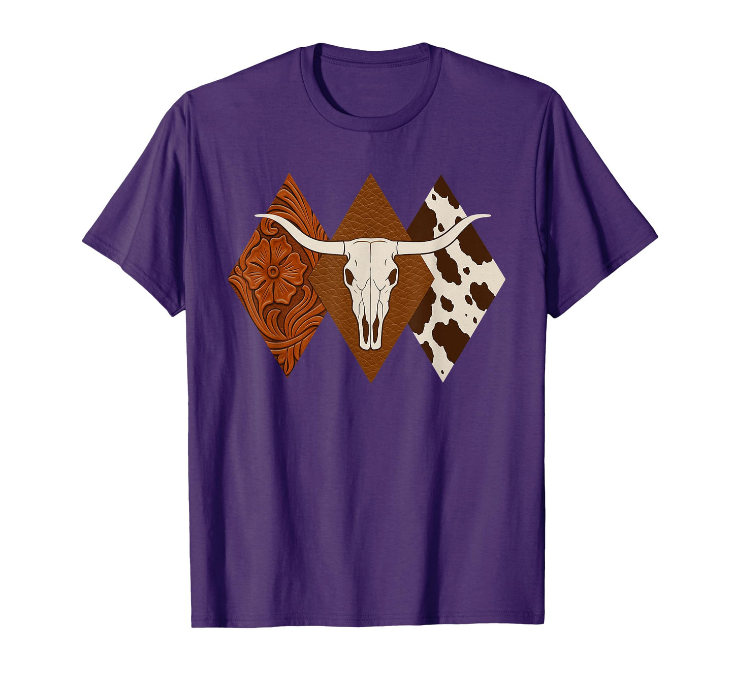 Boho Cow Skull Western Country Longhorn Cowboy Cattle Skull T-Shirt