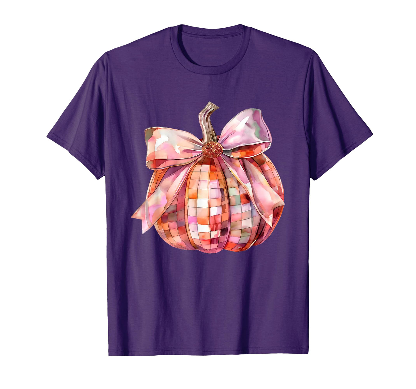 Fall Autumn Pink and Orange Disco Ball Pumpkin Halloween T-Shirt