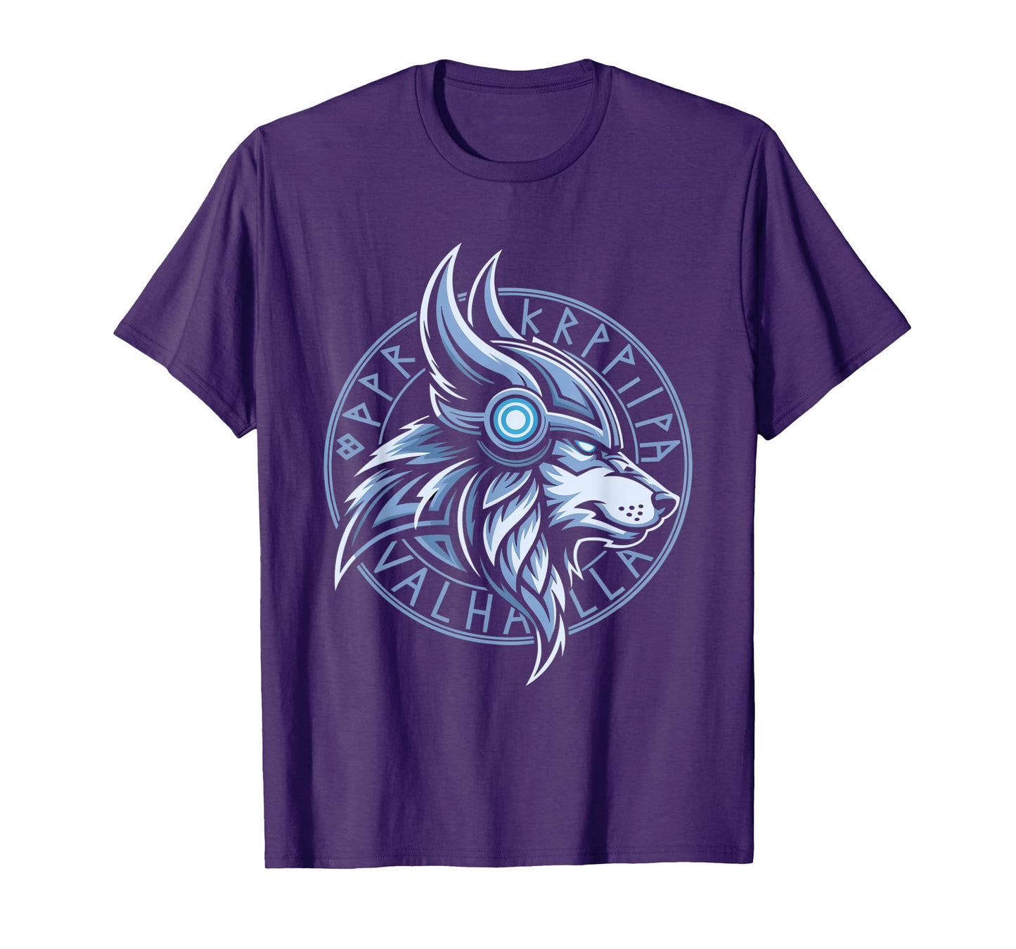 Valhalla Wolf Mask Odin Runes Norse Compass Viking T-Shirt
