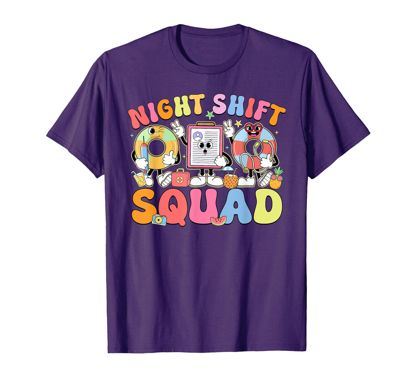 Funny Night Shift Squad Summer Vibes ER Nurse Team T-Shirt