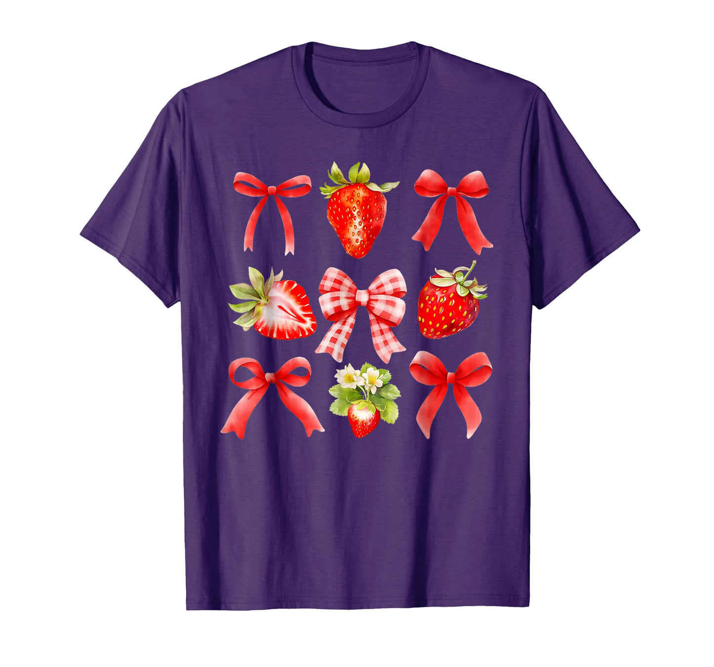 Strawberry Coquette Bow Strawberries Festival Girls Women T-Shirt
