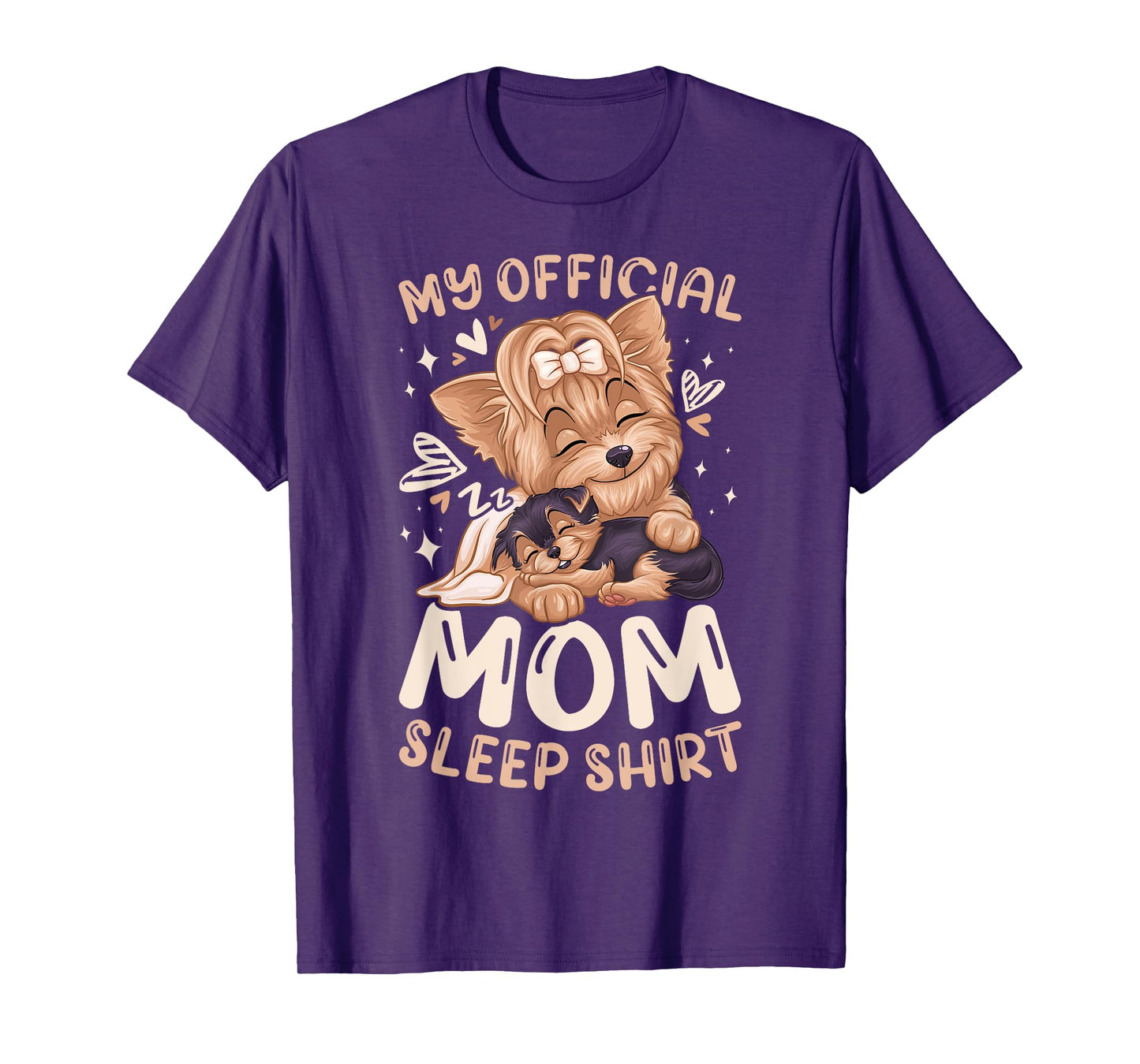 Official Mom Sleep Shirt, Yorkie Dog & Puppy, Mothers Day Men Women Kids T-Shirt
