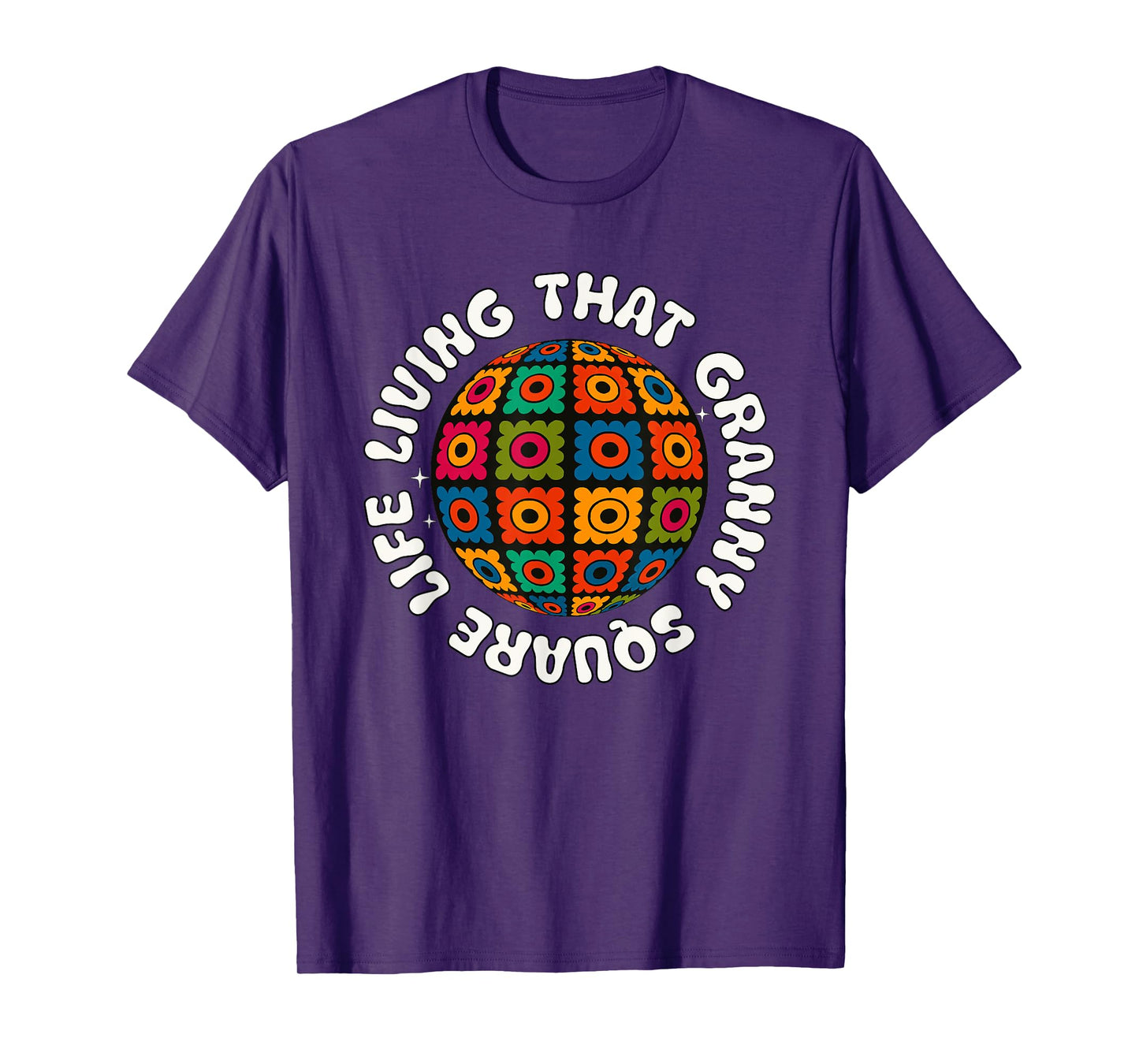 Crochet Stuff for Women Granny Square-Life Yarn Queen Retro T-Shirt