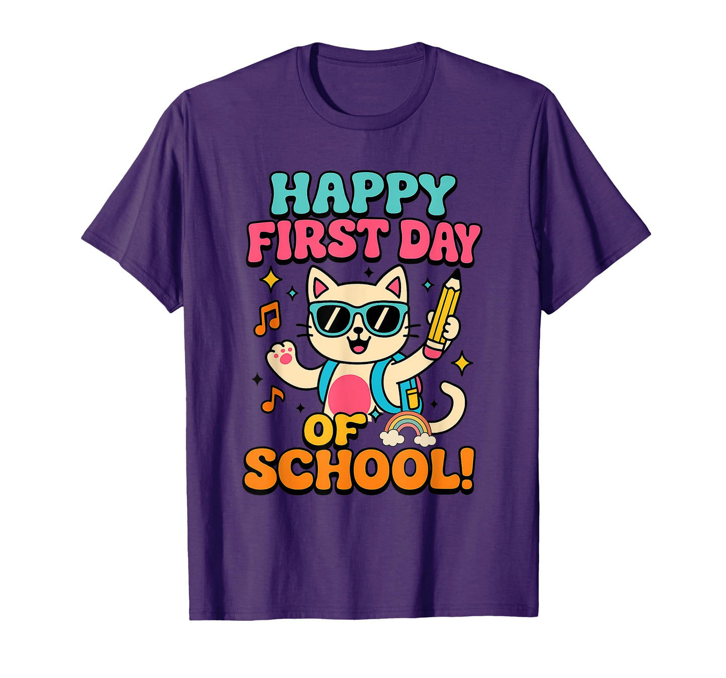 Cute Cat Happy First Day of School Back To School T-Shirt