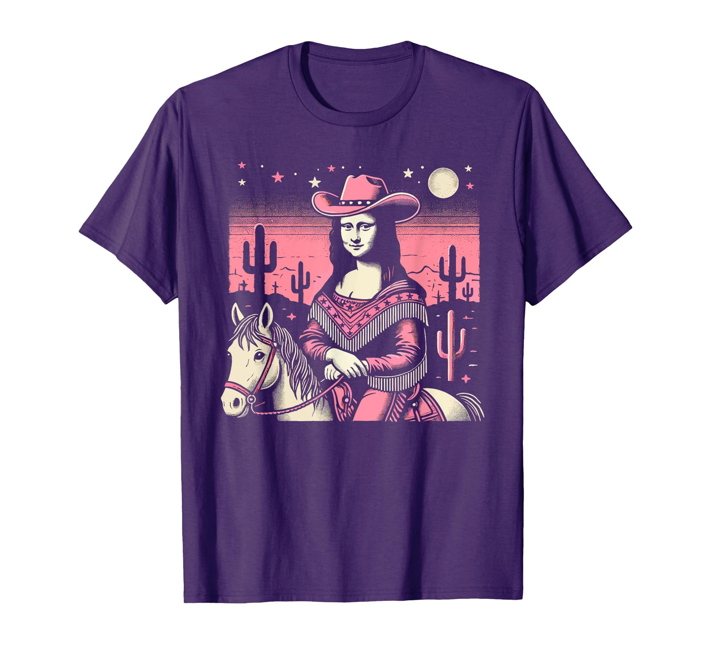 Pink Cowboy Cowgirl Mona Lisa Country Western Pink Cowgirl T-Shirt