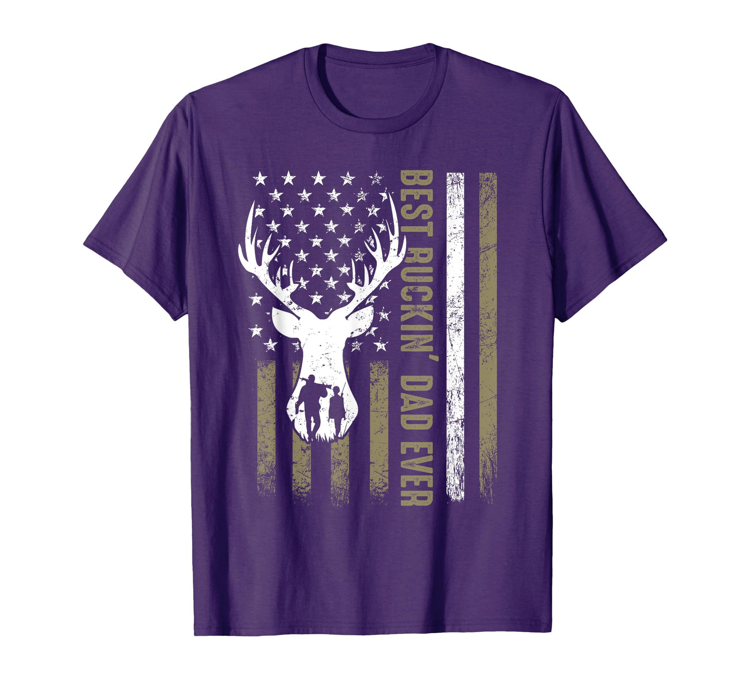 Best Buckin' Dad Ever Deer Hunting Fathers Day American Flag T-Shirt for Women Men