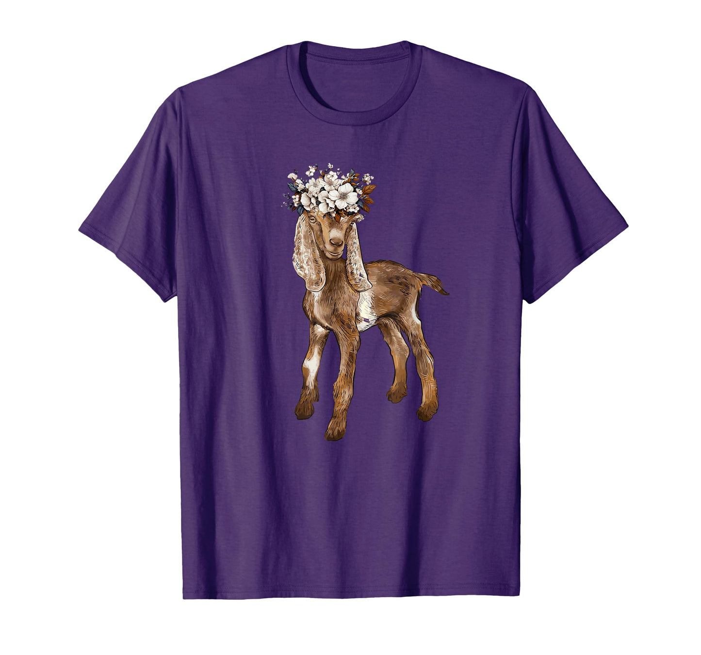 cute nubian Baby Goat with flower, nubian goat mom T-Shirt