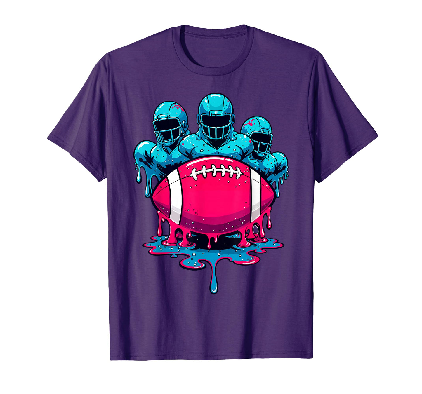 Ice Cream Football Linemen Drip Graphic Funny Game Day T-Shirt