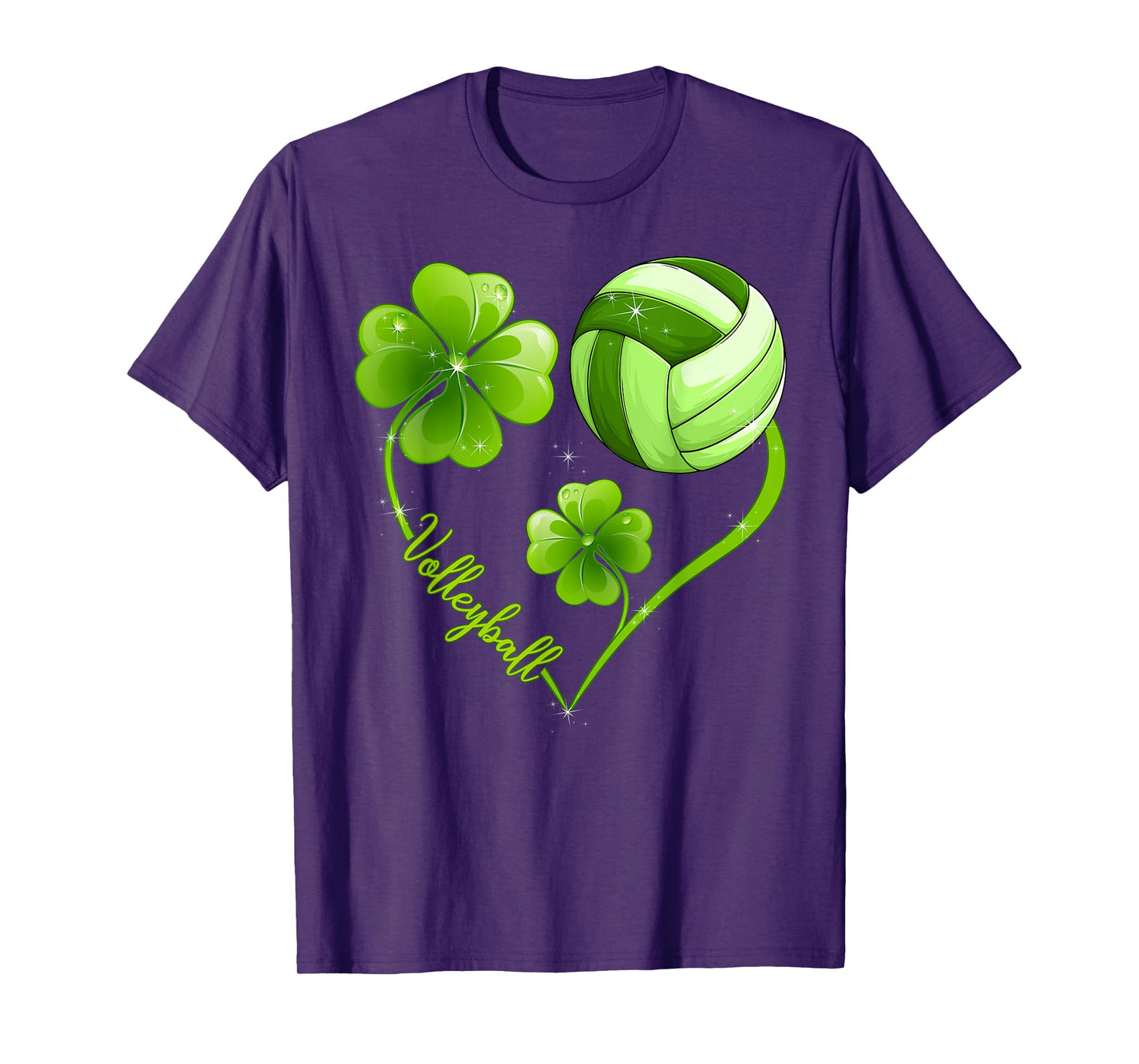 Funny Volleyball Lover Shamrock Leaf Heart St Patrick's Day T-Shirt