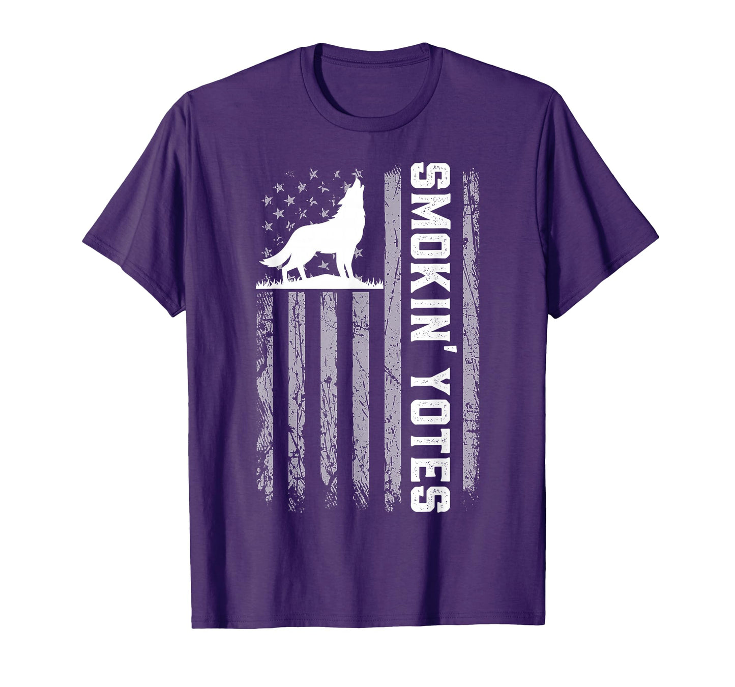 Smokin' Yotes USA Flag Coyote Hunting Patriotic Men Graphic T-Shirt