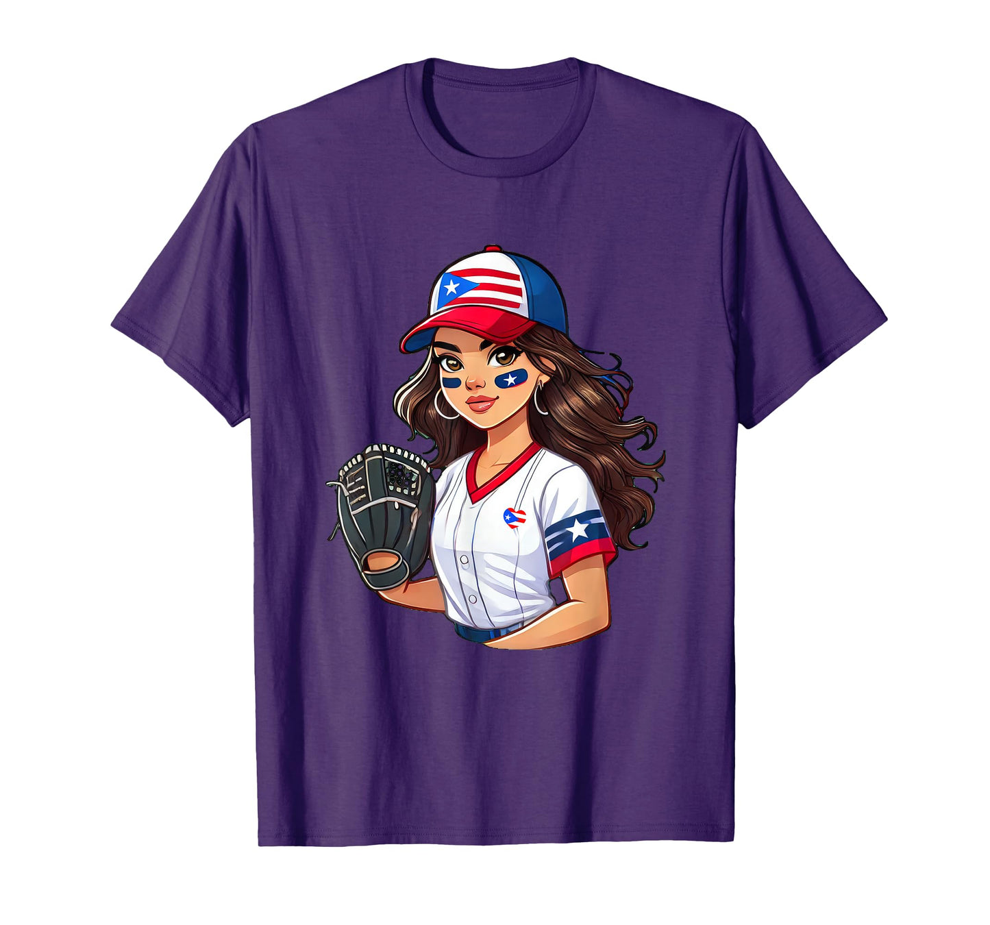 Puerto Rico Softball Womens Baseball Boricua Flag Girl Cool T-Shirt
