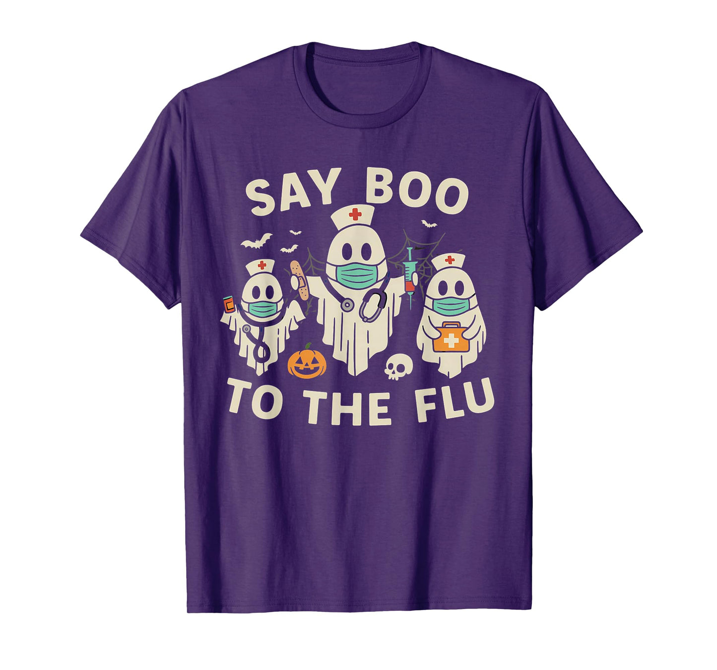 Nurse Halloween Ghost Crew Vaccine Say Boo to The flu T-Shirt