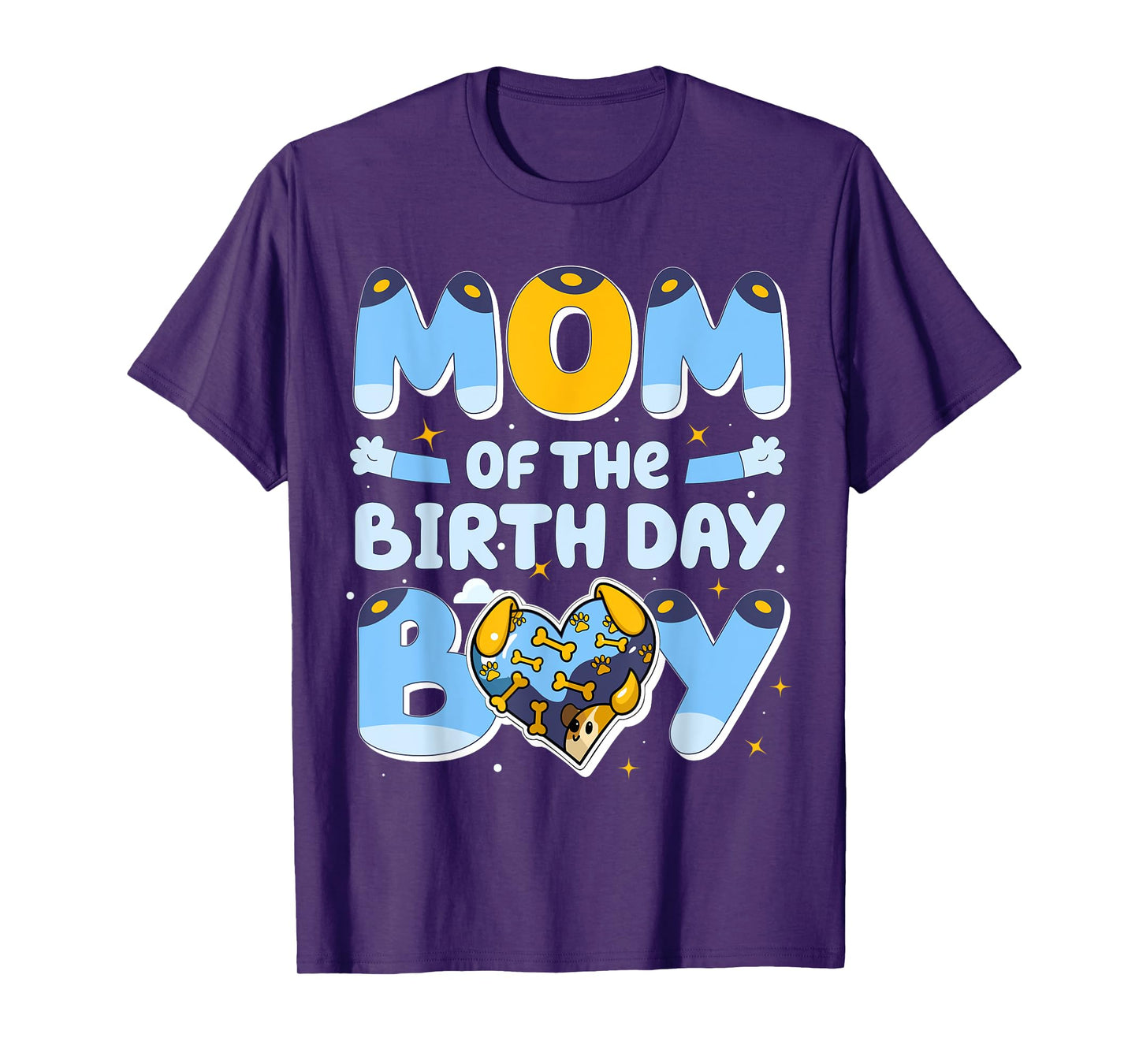 Mom Of The Birthday Boy Funny Blue Dog Family Matching T-Shirt