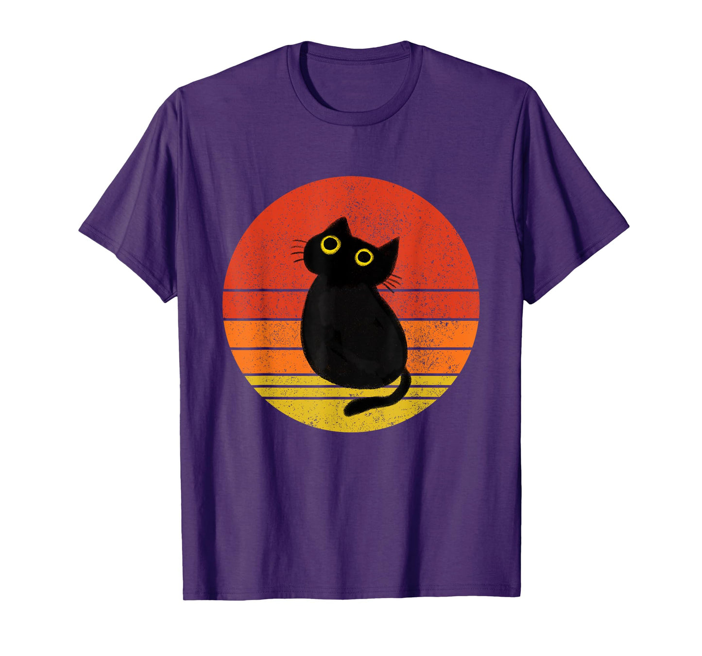 Cute Black Cat Vintage Sunset Cat Lover Cat Owner T-Shirt
