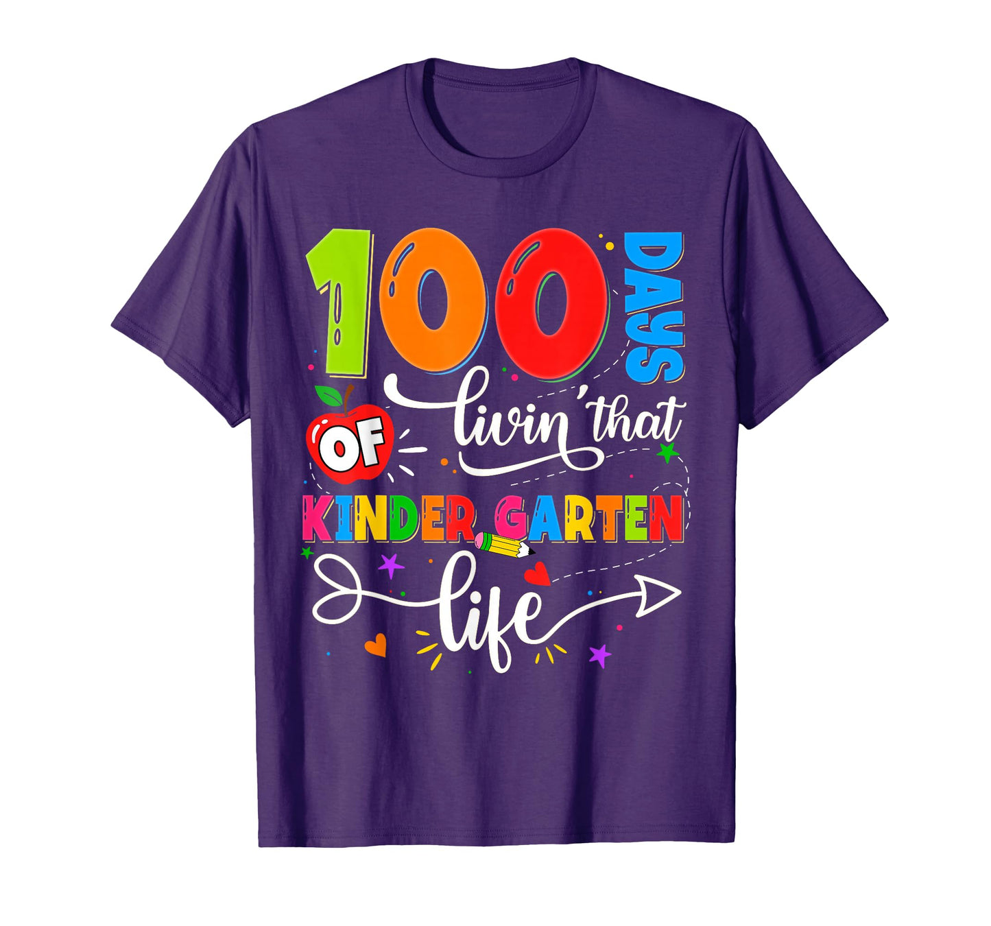100 Days of Living That Kindergarten Life Boy Girl Teacher T-Shirt
