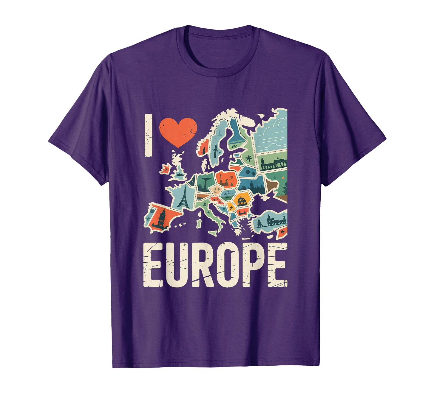 I Love Europe Map Icons Adventure T-Shirt