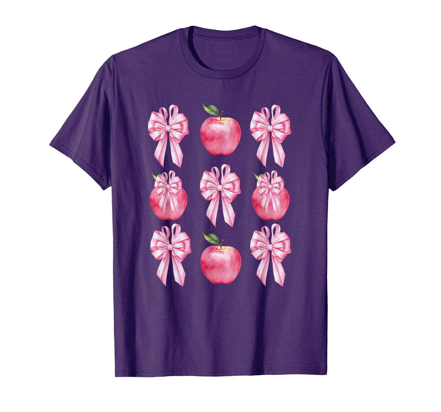Pink Coquette Bow Apple Kid Back To School First Day Teacher T-Shirt