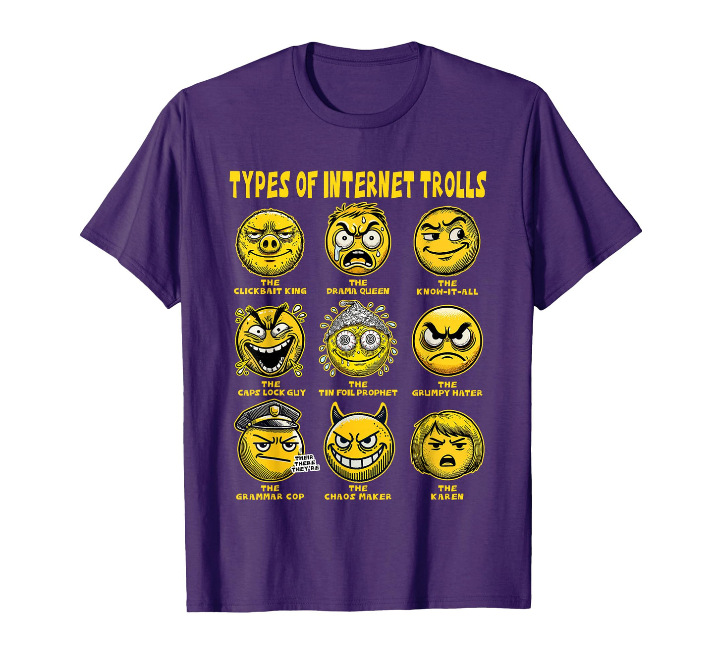 Funny Types of Internet Trolls Meme - Troll Face T-Shirt