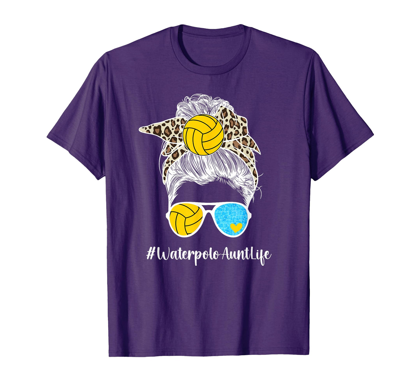 Water Polo Aunt Life Water Polo Player Auntie Messy Bun T-Shirt