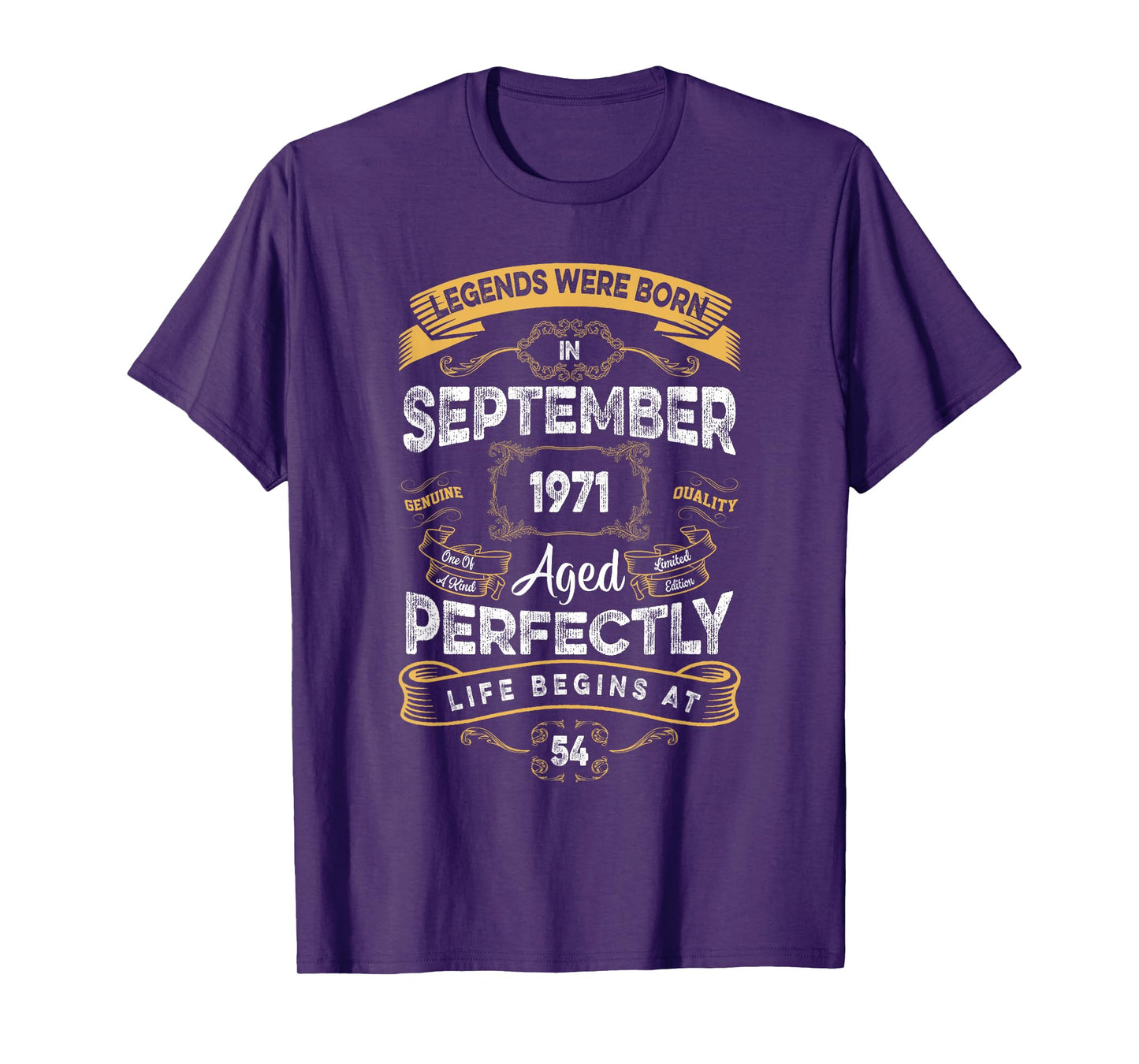 Vintage 54th Birthday Legends Were Born In September 1971 T-Shirt