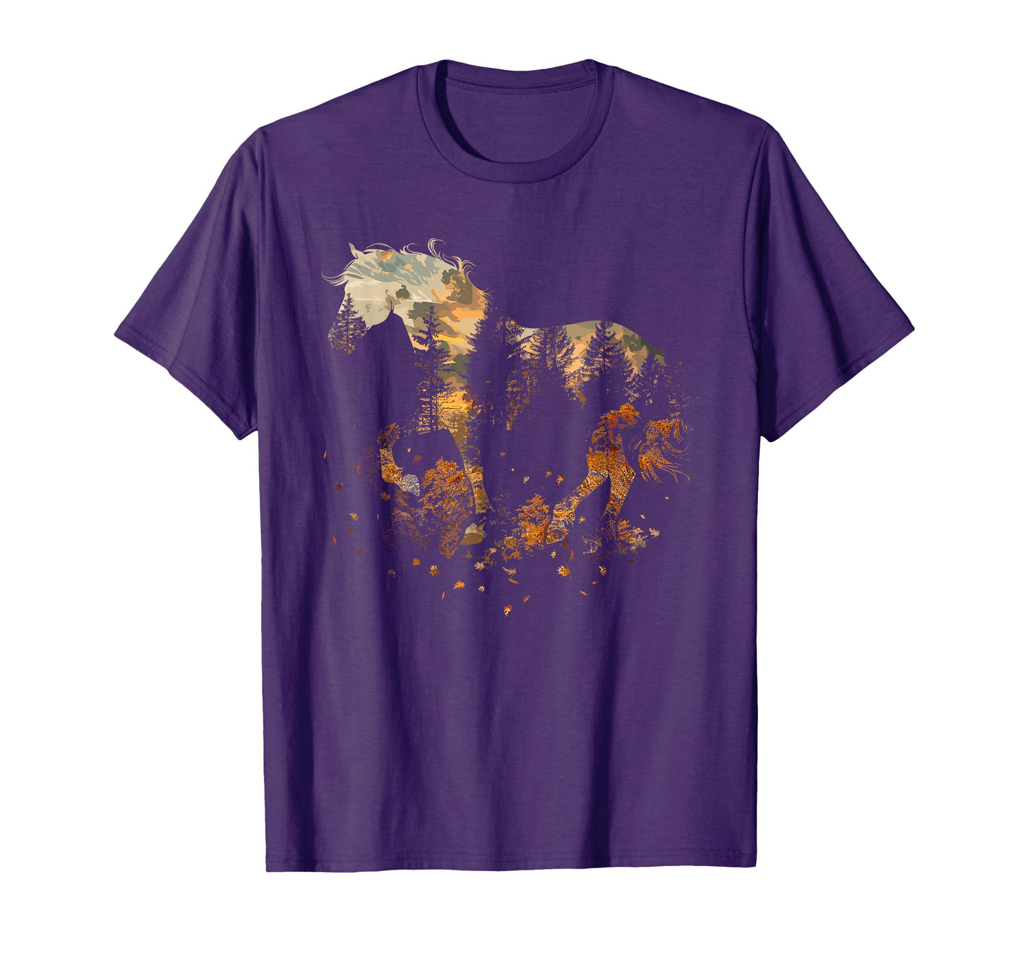 Cute Horse Lover Autumn Leaves Pony Animal Wildlife T-Shirt