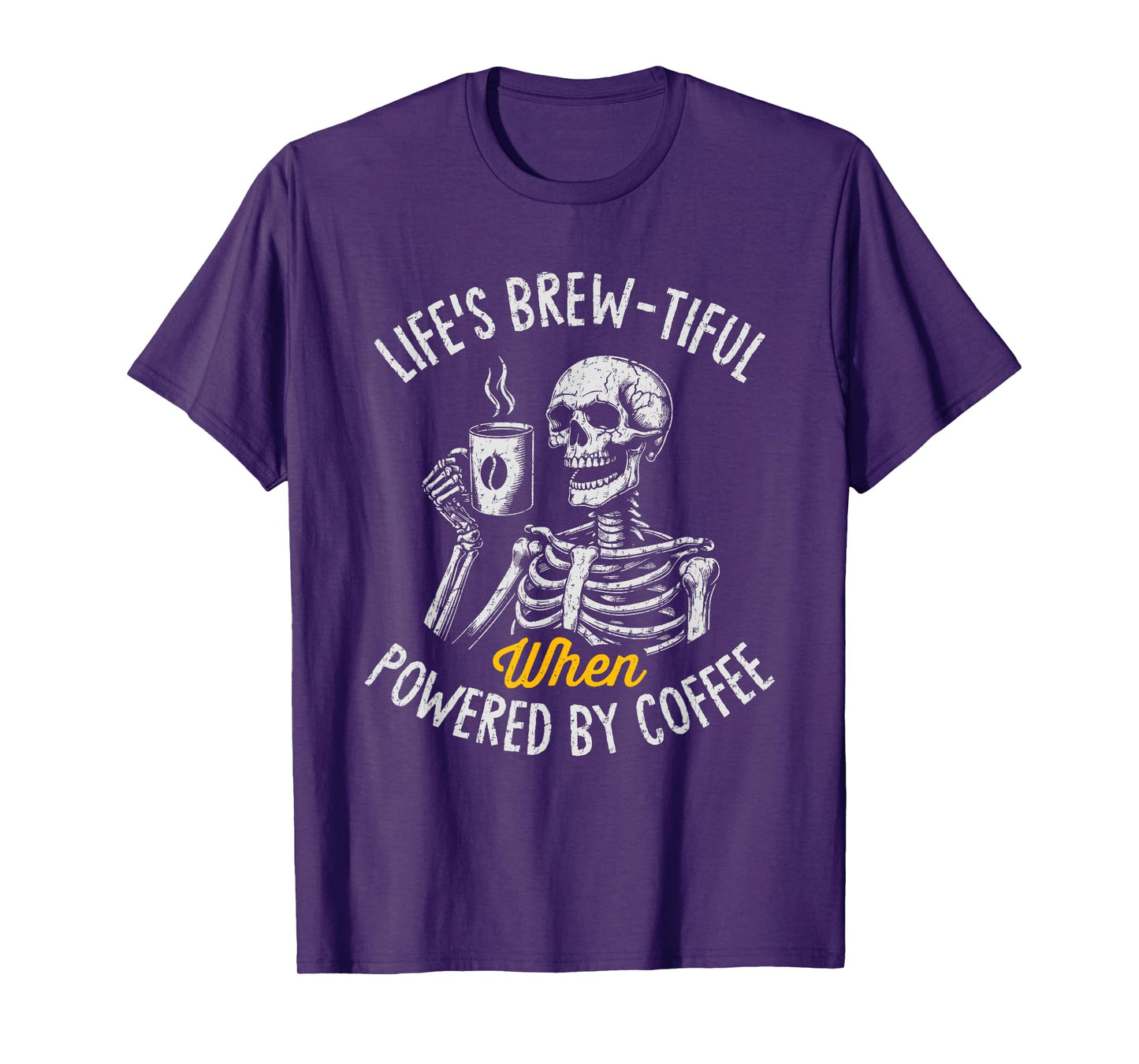 Powered by Coffee Funny Skeleton Caffeine Lover Barista T-Shirt