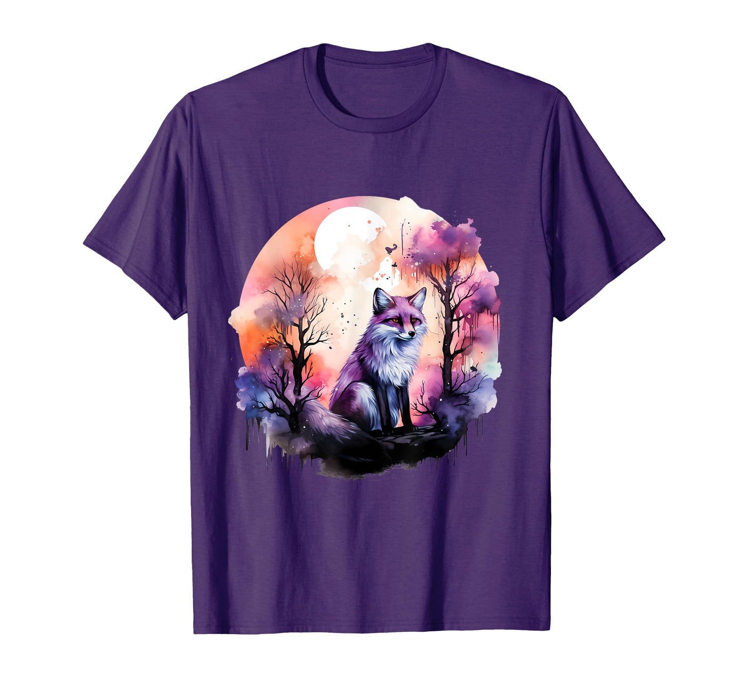 Fox Colorful Forest Nature Animal Lovers Wildlife Artwork T-Shirt