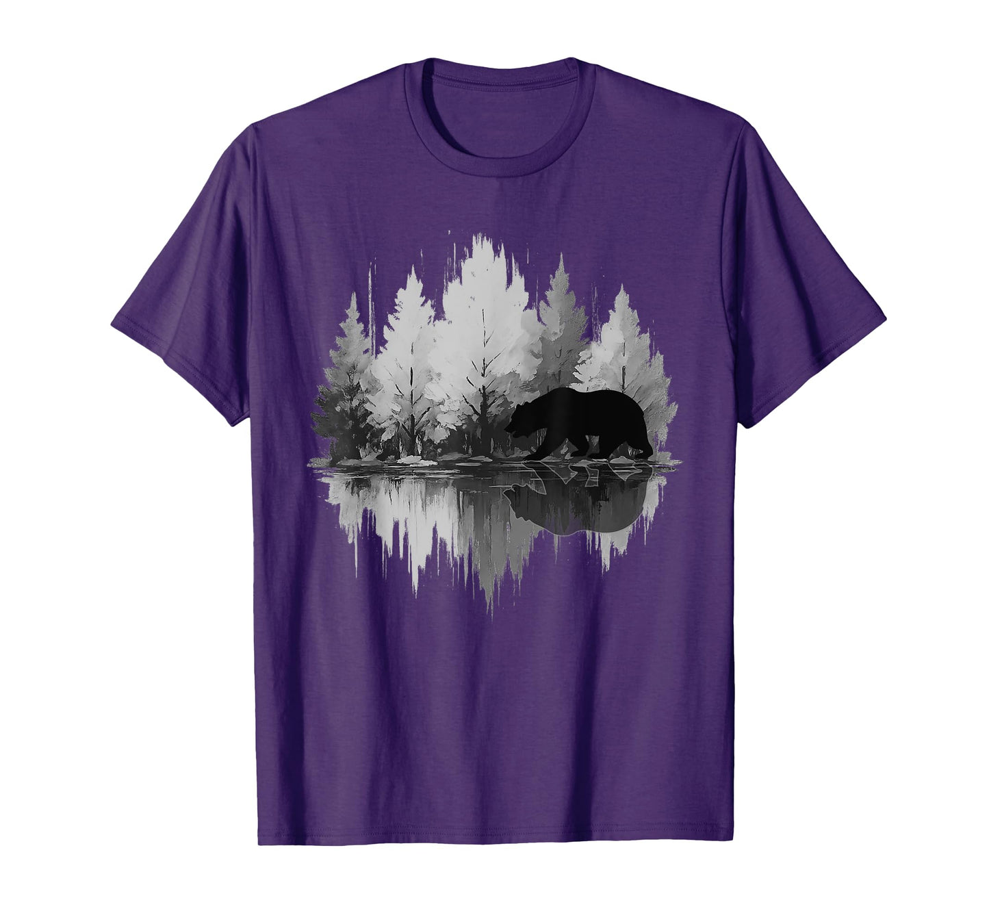 Wildlife Abstract Nature Animal Bear Reflection Forest Trees T-Shirt
