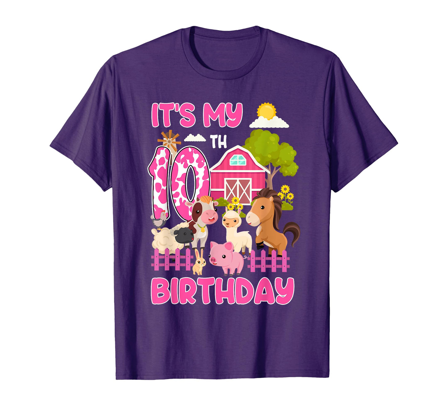 It’s My 10th Birthday Farm Animals 10 Year Old Girl Party T-Shirt