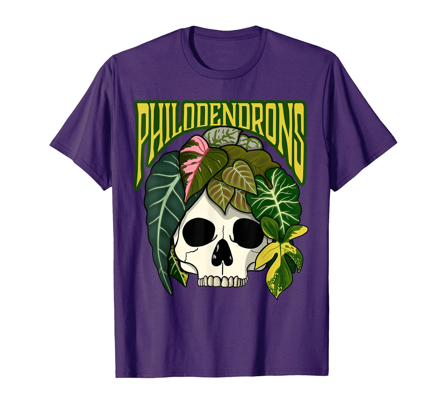 Philodendron House Plant Lover Skull Aroids Head Planter T-Shirt