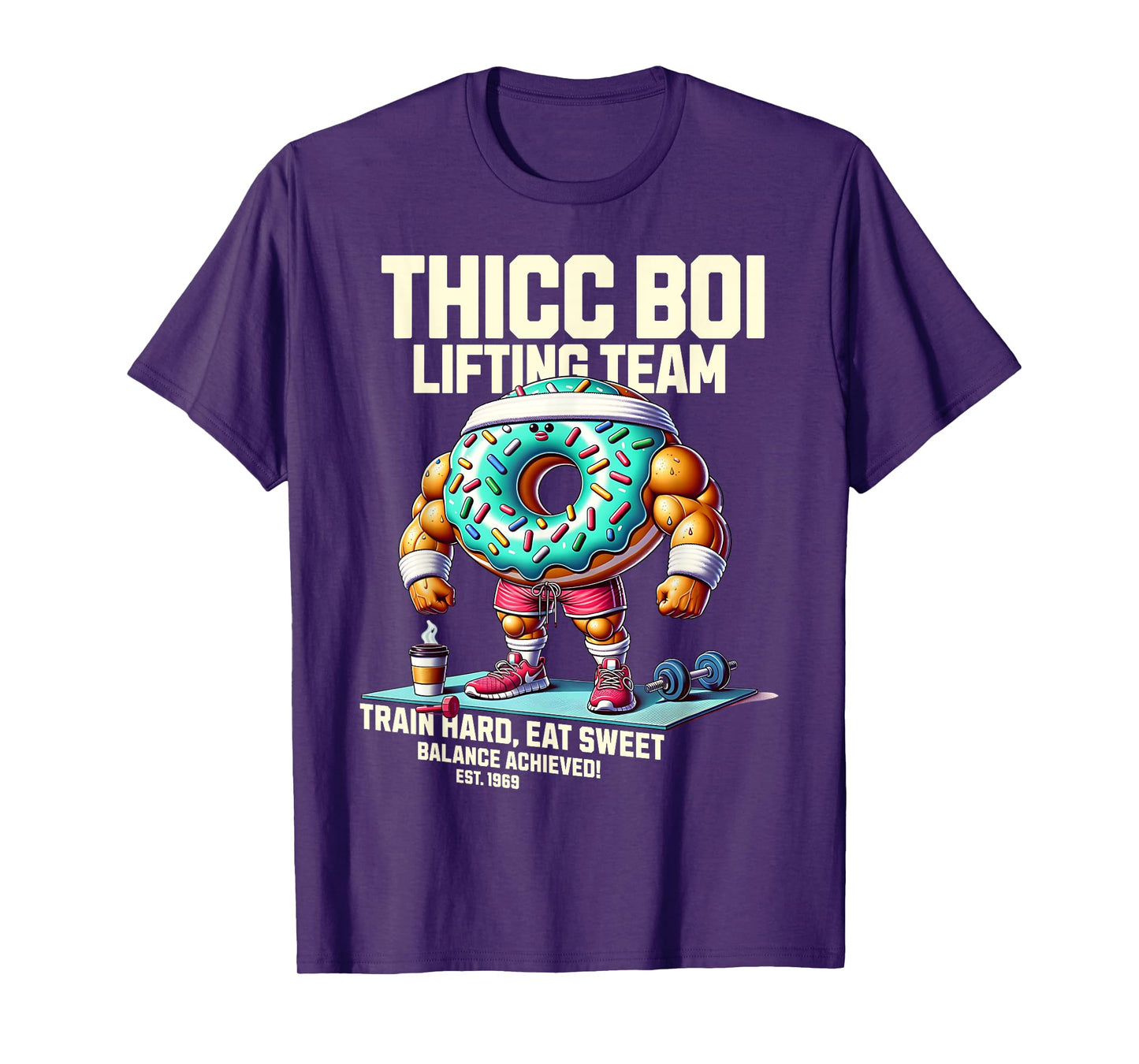 Thicc Boi Lifting Team Funny Donut Workout Gym Fitness Club T-Shirt