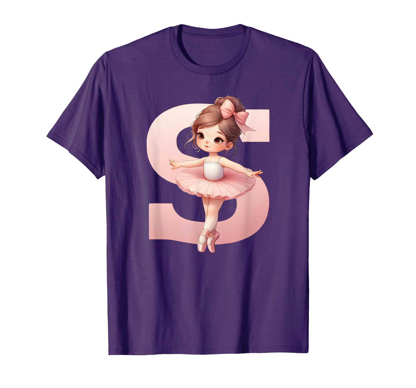Ballerina Girl Dancing Name First Letter S Girly Tutu Ballet T-Shirt
