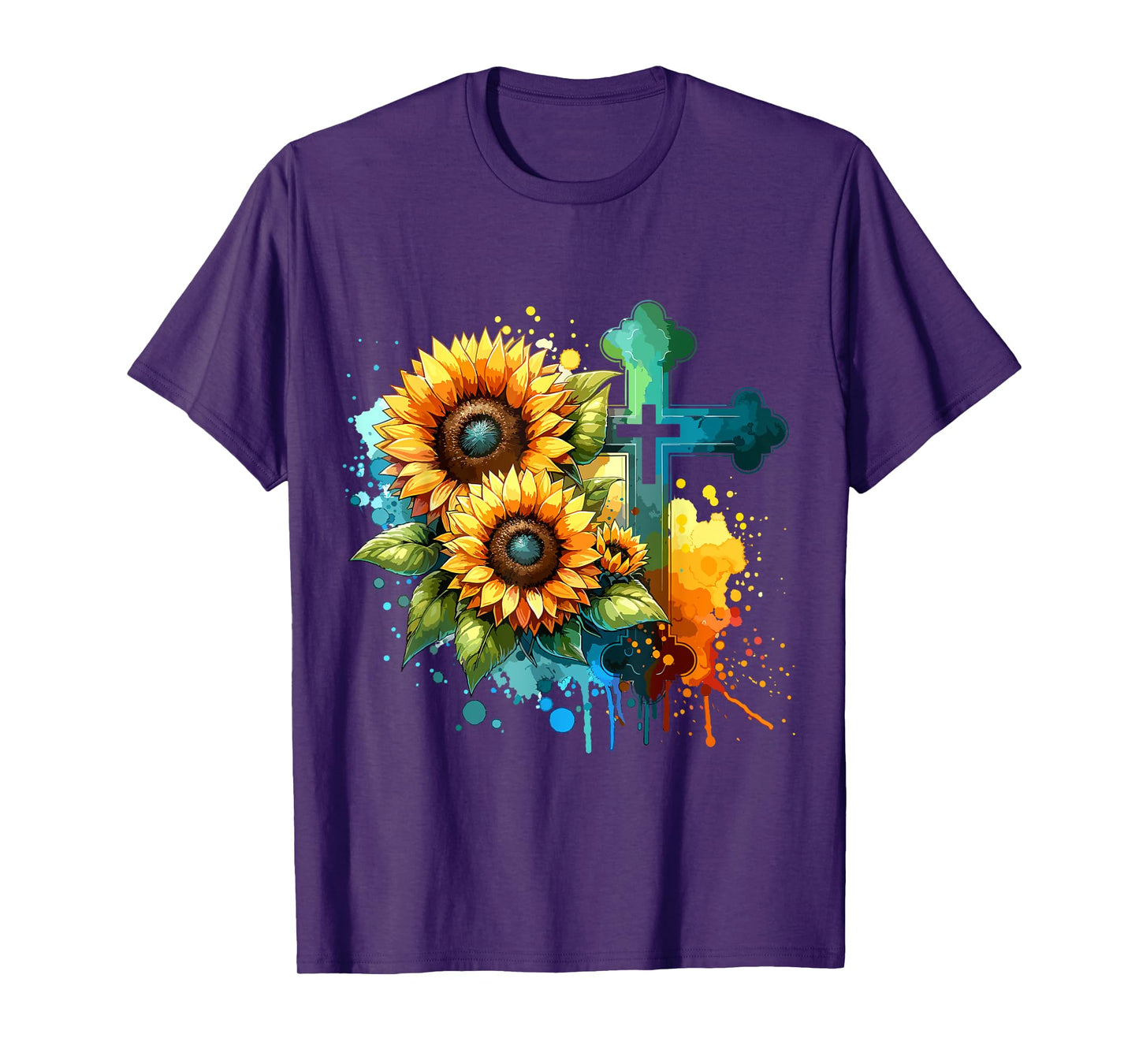 Christian Cross and Sunflowers T-Shirt