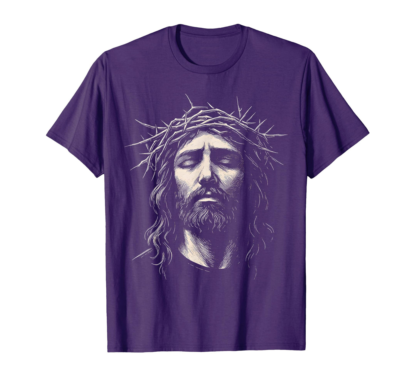 HUGvyn Jesus Christian Face Crown of Thorns Religious Faith T-Shirt