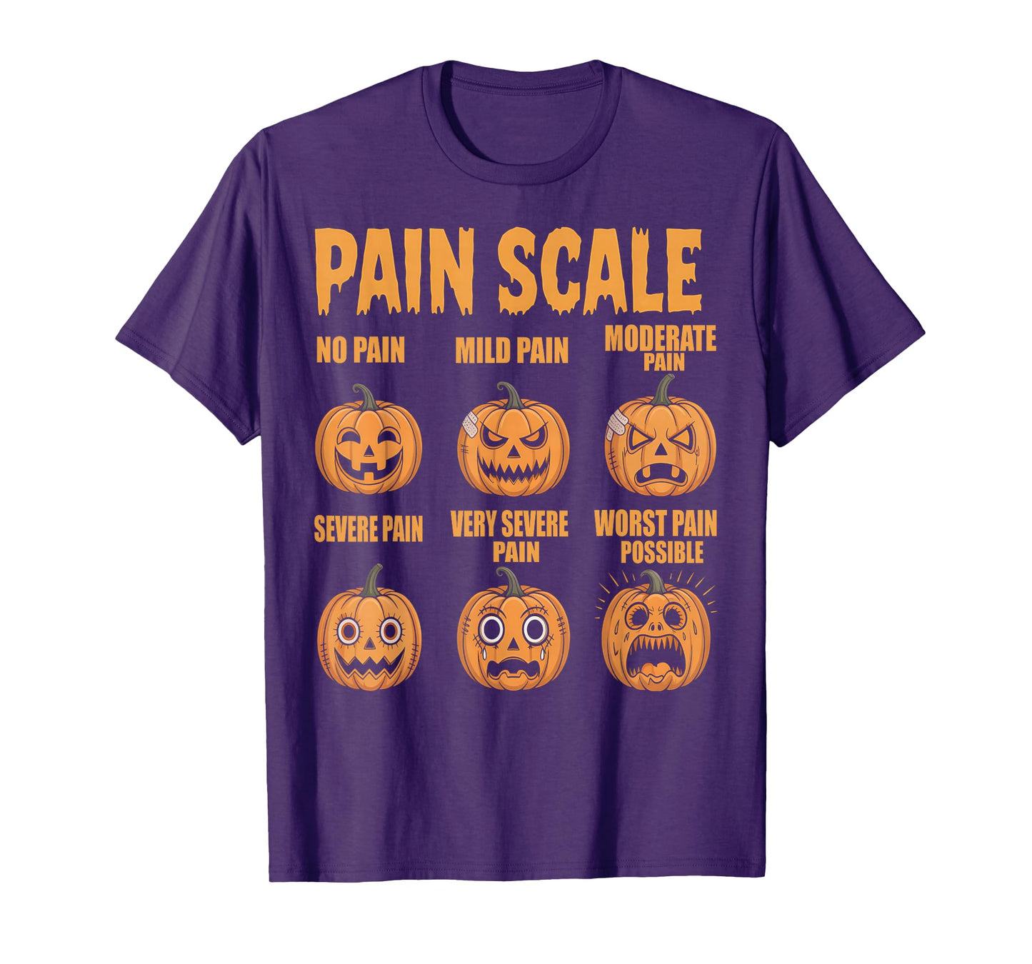 Halloween Nurse Shirt Pumpkin Pain Scale CNA Medical ICU RN T-Shirt