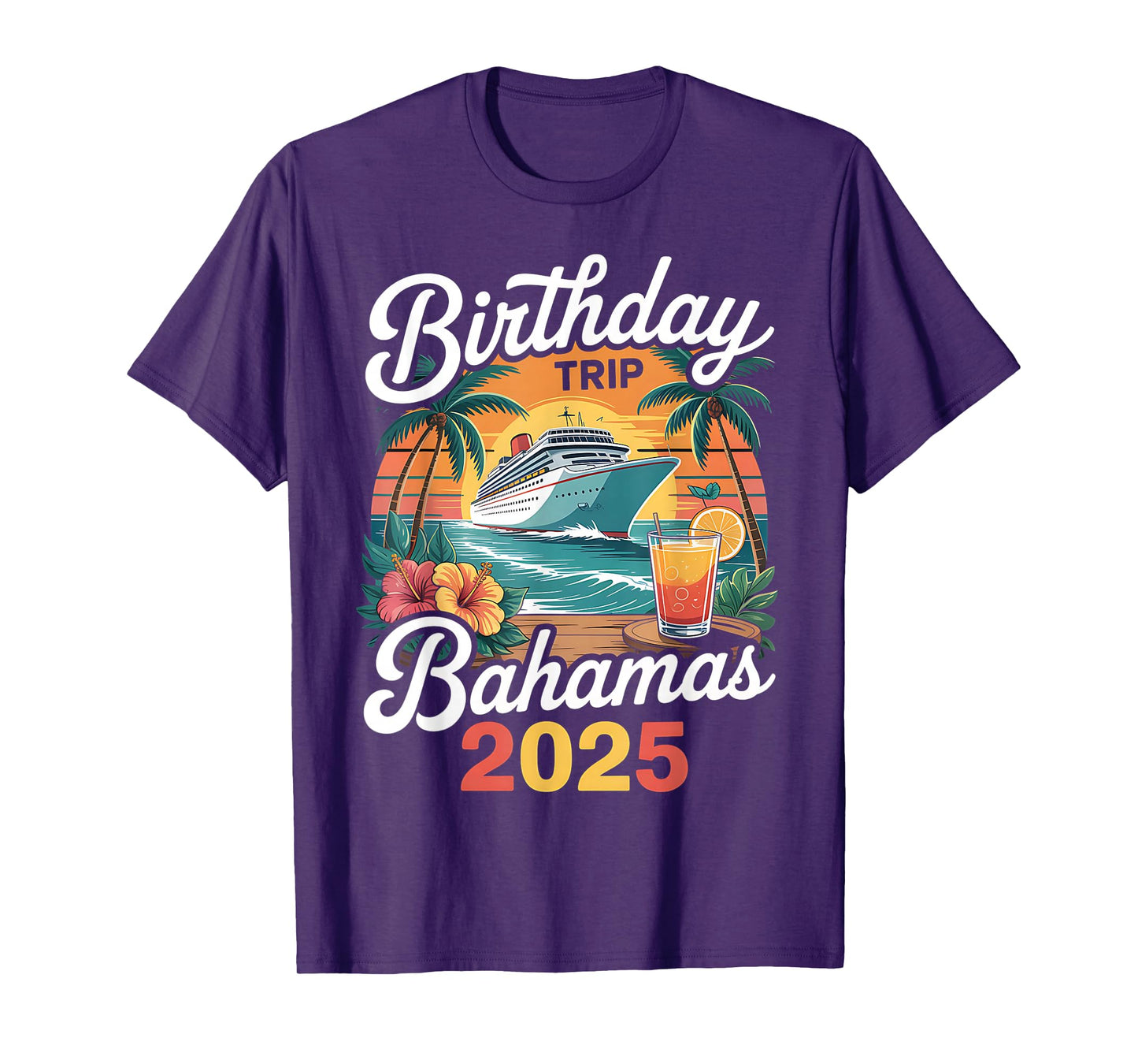 Bahamas Birthday Trip 2025 Crew Tropical Beach Vacation T-Shirt