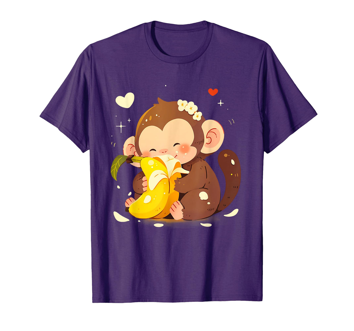Banana Monkey Cute Monkey Drawing Bananas Fruit Wildlife T-Shirt