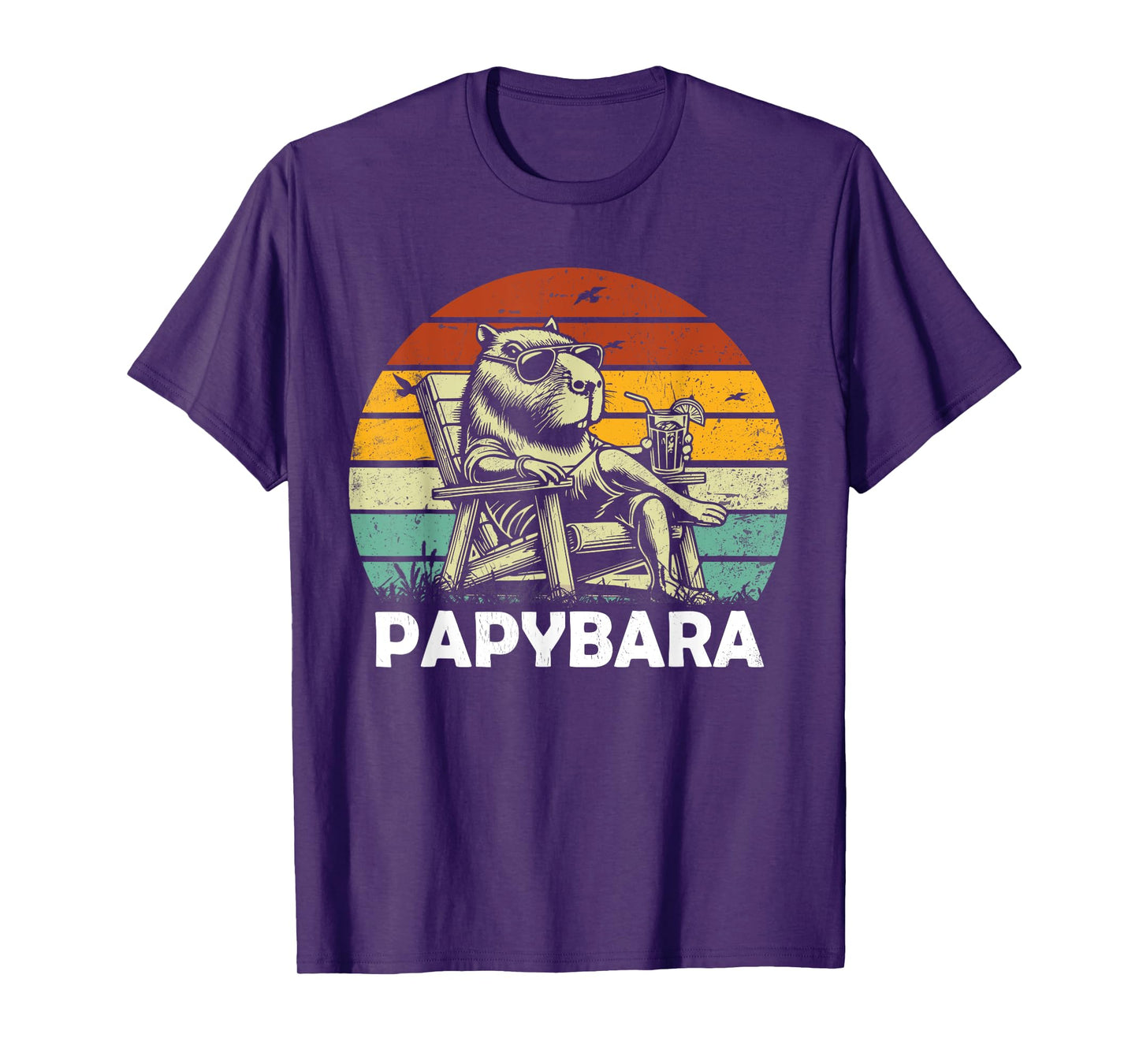 Retro Capybara Dad Papybara Funny Capybara Father's Day T-Shirt