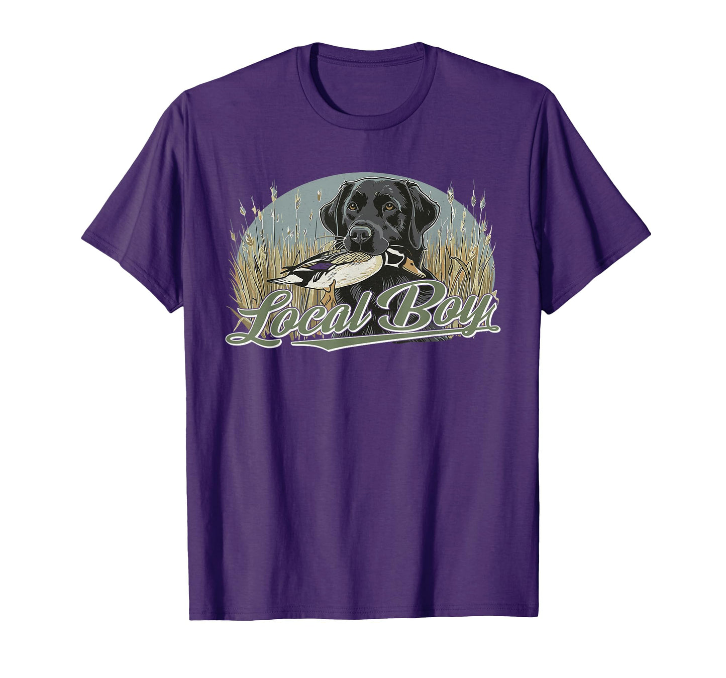 Local Duck Hunting Boy Black Lab Dog Outdoor Vintage T-Shirt