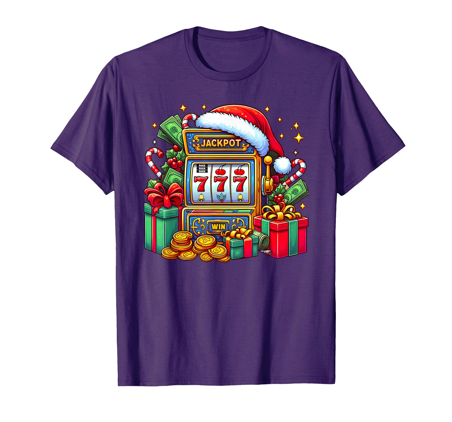 Christmas Slot Machine Casino Lucky Winner Xmas Big Jackpot T-Shirt