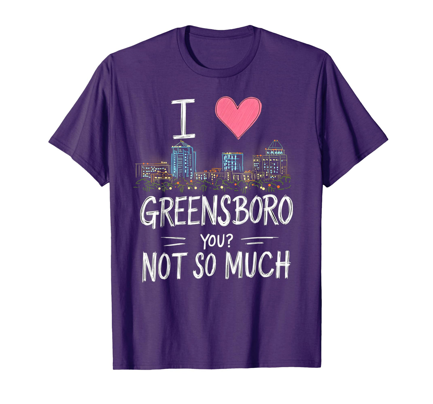 Funny Greensboro North Carolina Night Skyline Vintage T-Shirt