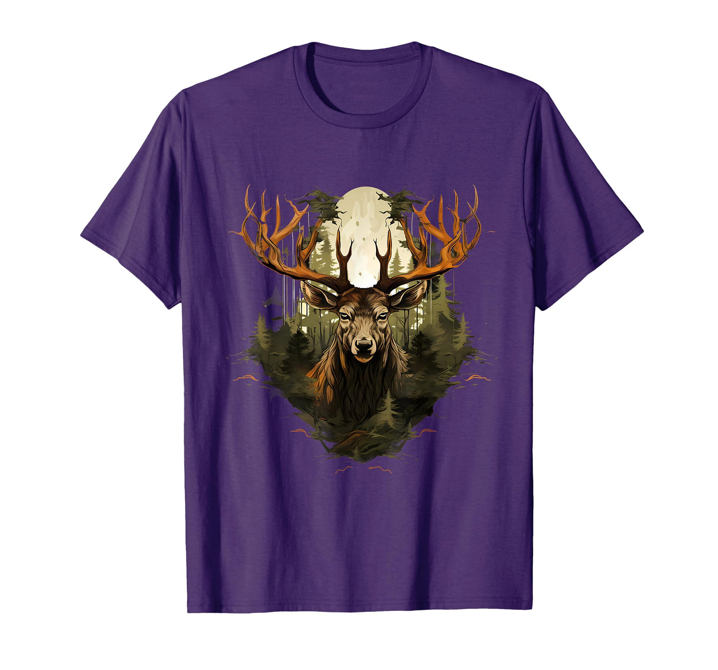 Deer Wildlife Nature Motif Animal Lovers Landscape Forest T-Shirt