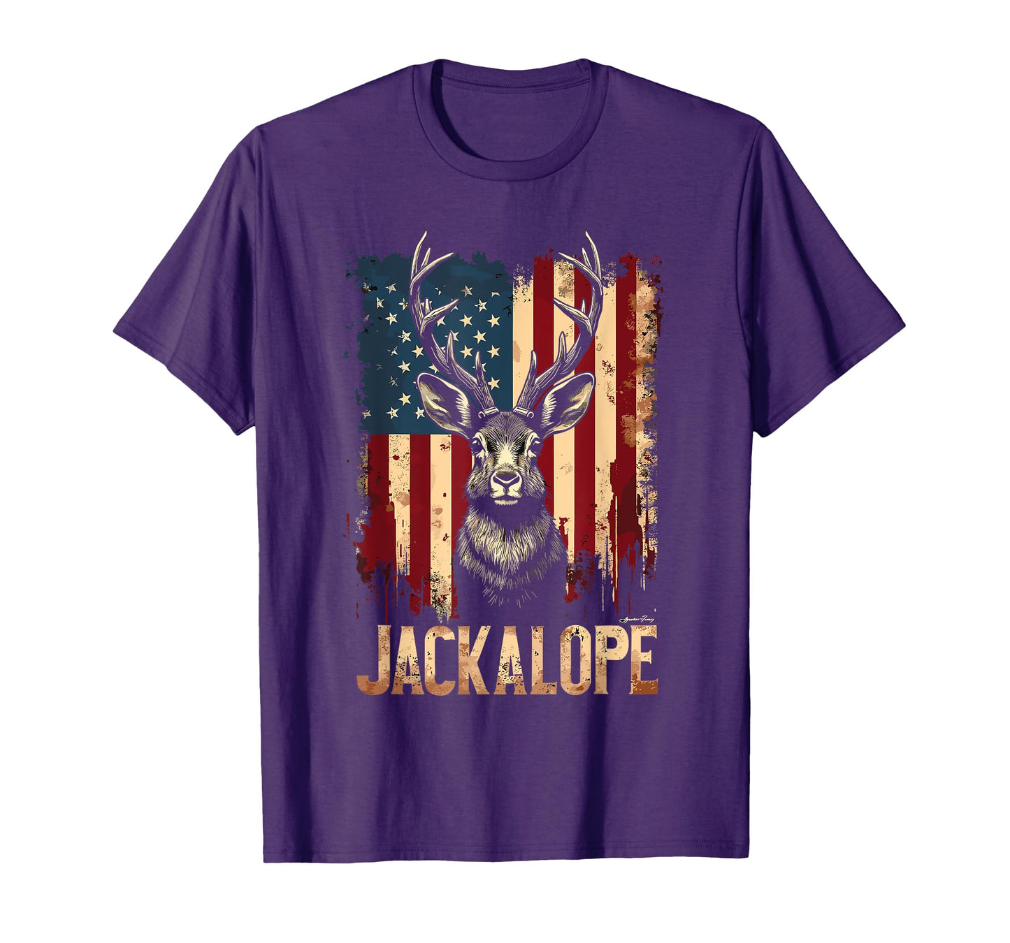 Jackalope American Flag Urban Wildlife T-Shirt
