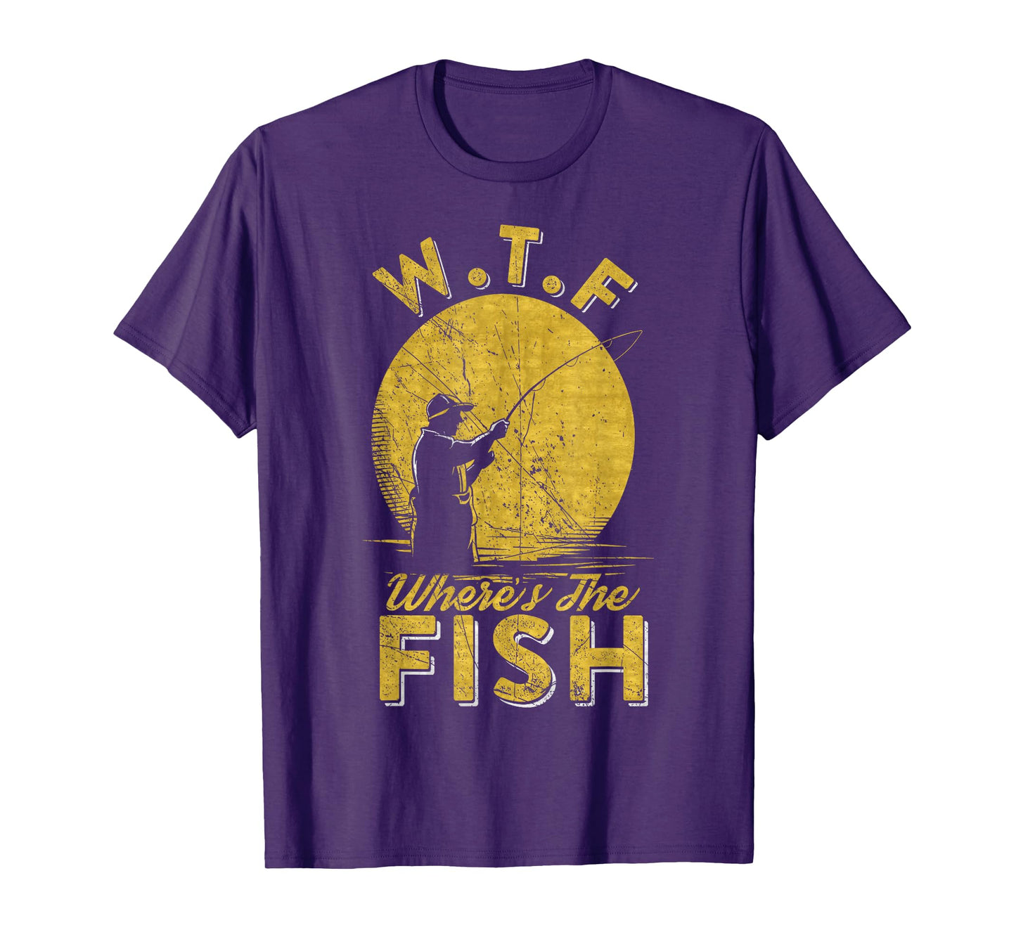 Vintage W.T.F Wheres The Fish, Fisherman, Fishing Lover T-Shirt