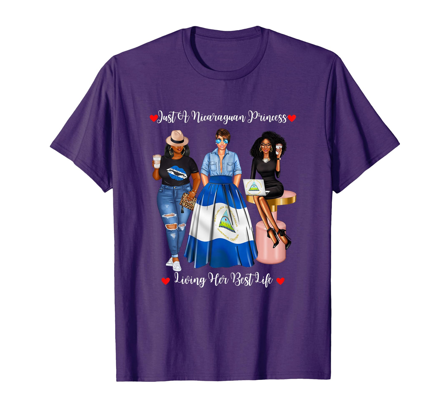 Just A Nicaraguan Princess Living Her Best Life Black Womens T-Shirt